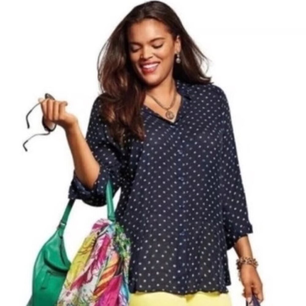 CAbi Olive Martini Polka Dot Blouse Top Womens S Style #5019 Office Business